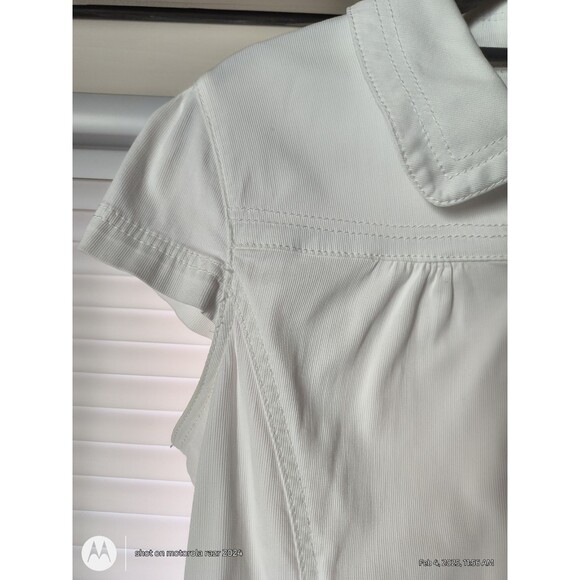 Ann Taylor Loft White Corduroy Big Button Cap Sleeve Top Jacket Womens Size 10 - Picture 4 of 8